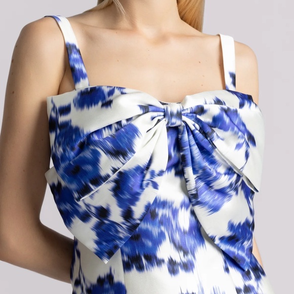 ZAC POSEN FLORAL PRINT MIKADO GOWN WITH BOW  SIZE 4 NEW WITHOUT TAGS - Picture 4 of 8